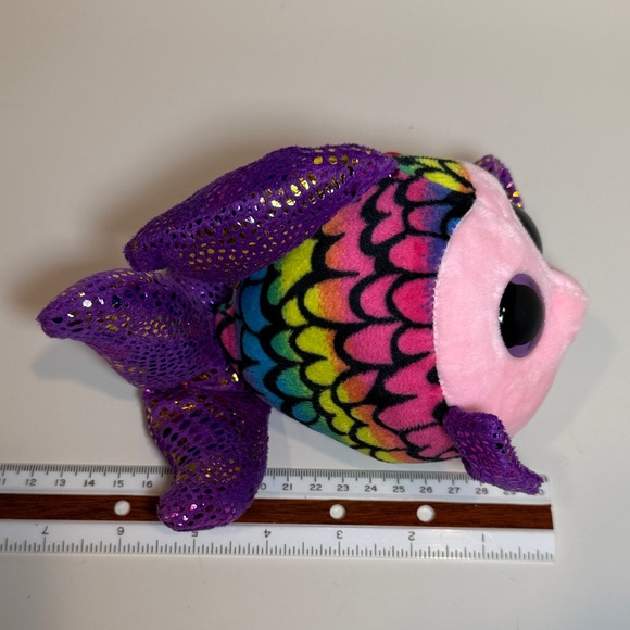 Ty Plush Fish Toy with Pink and Purple - Picture 10 of 12